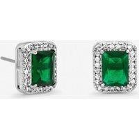 Jon Richard Women's Cubic Zirconia Emerald Perfume Bottle Stud Earrings in Silver