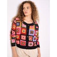 Apricot Women's Colourful Crochet Squares Cardigan | Size: 14