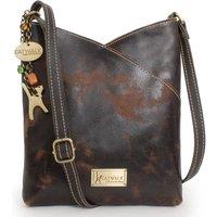 Catwalk Collection Handbags Women's Flora Slim Leather Crossbody Bag in Brown | Size: Small