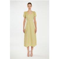 Shnoo Women's Cut-Out Back Midi Dress in Green | Size: 14