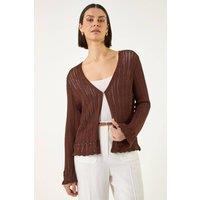 Roman Women's Light Ribbed Knit Cardigan in Chocolate | Size: 18