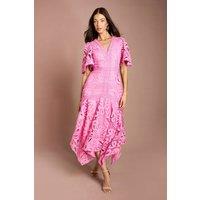 Coast Women's Placement Lace Hanky Hem Dress in Pink | Size: 10