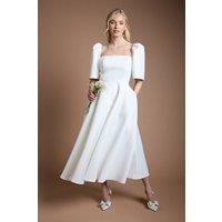 Coast Women's Puff Sleeve Structured Wedding Dress in Ivory | Size: 14