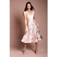 Coast Women's Plunge Neck Jacquard Midi Dress in Blush | Size: 12