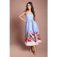 Coast Women's Placement Print Cotton strappy Midi Dress in Blue | Size: 14