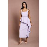 Coast Women's Petite Crepe Belted Ruffle Skirt Pencil Dress in Lilac | Size: 4