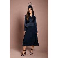 Coast Women's Tailored Pleat Skirt Midi Dress in Navy | Size: 10