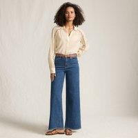 Lands' End Women's Recover Extra Wide Leg Jeans, High Waisted in Dark Blue | Size: 14