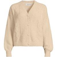 Lands' End Women's Fuzzy Eyelash Cable Cardigan in Camel | Size: 16-18