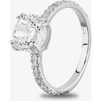Starbright Women's Silver Cushion-Cut Cubic Zirconia Shouldered Ring R6219 3A (58) | Size: 52 (L 1/2)