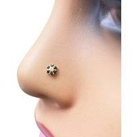Raina Jewels Women's 22ct Gold Floral Cubic Zirconia Black Stone Nose Pin/Stud 4mm Width