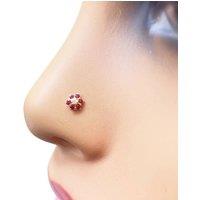 Raina Jewels Women's 22ct Yellow Gold Cubic Zirconia Floral Red Stone Nose Pin/Stud 4mm