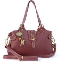 Catwalk Collection Handbags Women's Nicole Leather Handbag With Detachable Cross Body Strap in Red | Size: Medium