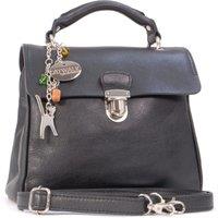 Catwalk Collection Handbags Women's Pandora Leather Handbag With Detachable Cross Body Strap in Black | Size: Medium