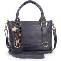 Catwalk Collection Handbags Women's Gallery Leather Shoulder Bag With Detachable Crossbody Strap in Blue | Size: Large