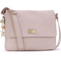 Catwalk Collection Handbags Women's Sabine L Large Distressed Leather Messenger Work Bag in Beige