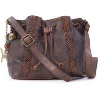 Catwalk Collection Handbags Women's Francesca Leather Cross Body Bucket Bag in Brown | Size: Medium