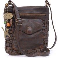 Catwalk Collection Handbags Women's Simona Small Woven Leather Cross Body Bag in Brown