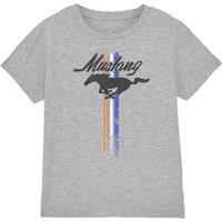 Ford Mustang Stripes Kids T-Shirt, Athletic Heather in Light Grey | Size: 7-8 Years