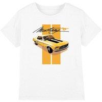 Ford Mustang Stang Stripes Kids T-Shirt, White | Size: 5-6 Years