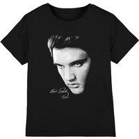 Elvis Presley Face Kids T-Shirt, Black | Size: 7-8 Years