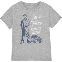 Ford Truck Man Classic Kids T-Shirt, Athletic Heather in Light Grey | Size: 7-8 Years