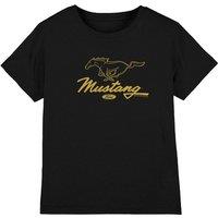 Ford Mustang Pony Script Kids T-Shirt, Black | Size: 9-11 Years