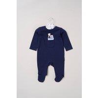 Rock a Bye Baby Boy's Newborn Sleepsuit with Appliqu Boat & Bear Pocket in Navy | Size: 6-9 m
