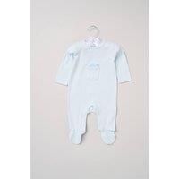 Rock a Bye Baby Boy's Newborn Sleepsuit with Appliqu Turtle Pocket in Baby Blue | Size: 3-6 m