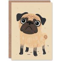 Artery8 Birthday Card Cute Pug Dog Lover Puppy Pet For Child Kids Son Daughter Greeting Card in Brown