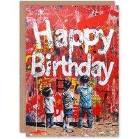 Artery8 Birthday Card Graffiti Wall Boys Brothers Fun Painting For Child Kids Son Daughter Greeting Card in Red