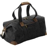 Quadra Men's Heritage Leather Accented Waxed Canvas Holdall One Size in Black