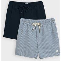 Threadbare Men's 2-Pack Stripe Seersucker Swim Shorts in Blue | Size: XL