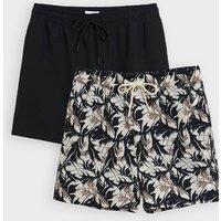 Threadbare Men's 2-Pack Seersucker Swim Shorts in Black | Size: Large