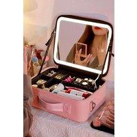 Living and Home Makeup Storage Bag with Three Colour LED Mirror in Pink