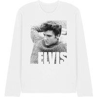 Elvis Presley Relaxing Long Sleeve T-Shirt, White | Size: Medium