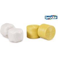 Bruder 1:16 Accessories: 4 round hay bales (2 pcs. sorted white/ochre) in White | Size: 1 Pack