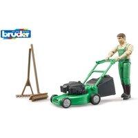 Bruder 1:16 bworld Gardener with lawn mower & equipment in Green | Size: 1 Pack
