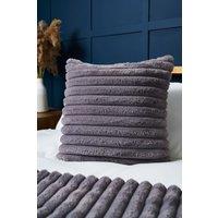 BHS Jumbo Cord with Plain Velvet Backing Cushion in Grey | Size: 45 cm x 45 cm