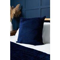 BHS Luxury Ribbon Velvet Cushion in Navy | Size: 45 cm x 45 cm
