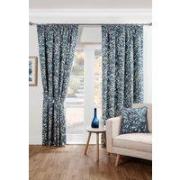 Sundour Aviary Pencil Pleat Curtains Taped Curtain Pair in Blue | Size: 117 cm width x 137 cm drop