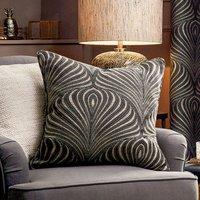 Paoletti Gatsby Jacquard Polyester Filled Cushion in Black | Size: 50 cm x 50 cm