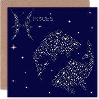 Wee Blue Coo Astrology Zodiac Pisces Star Sign Birthday Greeting Card