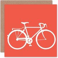 Wee Blue Coo Bicycle Silhouette Orange Cycling Bike Greeting Art Card