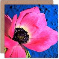 Wee Blue Coo Bright Pink Flower Poppy Thankyou Art Floral Card
