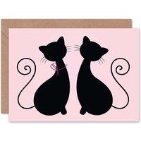 Artery8 Silhouette Couple Cat Anniversary Valentines Card