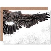 Artery8 Majestic Flying Eagle Wings Feathers Bird Animal Greeting Card