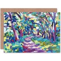 Artery8 Forest Path Colourful Abstract Painting Nature Greeting Card