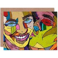 Artery8 Graffiti Faces Kiss Abstract Anniversary Valentines Card