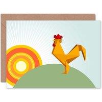 Artery8 Origami Sunrise Rooster Art Blank Just to Say Card
